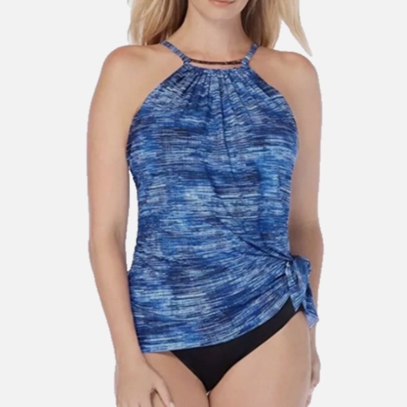 Magicsuit Parker Blue Halter One Piece Swimsuit - Picture 1 of 9